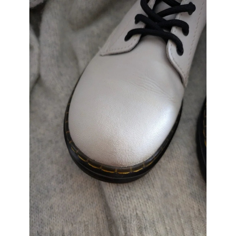 Dr. Martens Zavala J White Leather Lace Up Combat Boots Kids 4 Ankle Zip Boot
